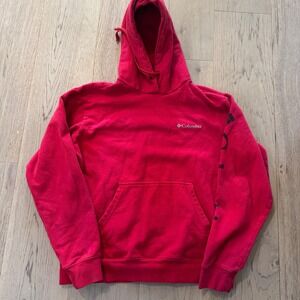 Columbia Red Hoodie Sweatshirt Logo Graphic Front Pocket Men Size M‎